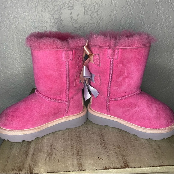 Ugg Pink Bailey Bow Fur Boots - Picture 6 of 9